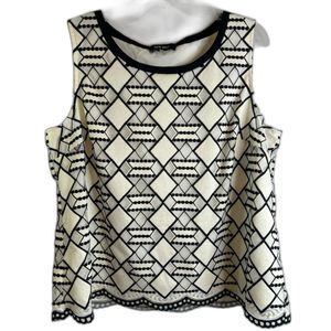 Nine West Sleeveless Embroidered Geometric Tank Top Plus Size 16